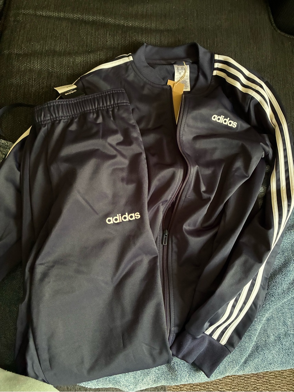 adidas Navy Track Jacket & Pants Set with White 3-Stripes